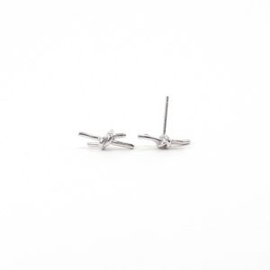 Knot Stud Earrings 925 Sterling Silver Barb Wire